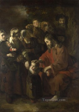  Ola Pintura al %C3%B3leo - Cristo bendiciendo a los niños Barroco Nicolaes Maes